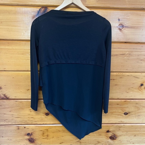 ZARA Long Sleeve Asymmetric Tiered Top Tunic Blouse Size Medium Black - Picture 6 of 6